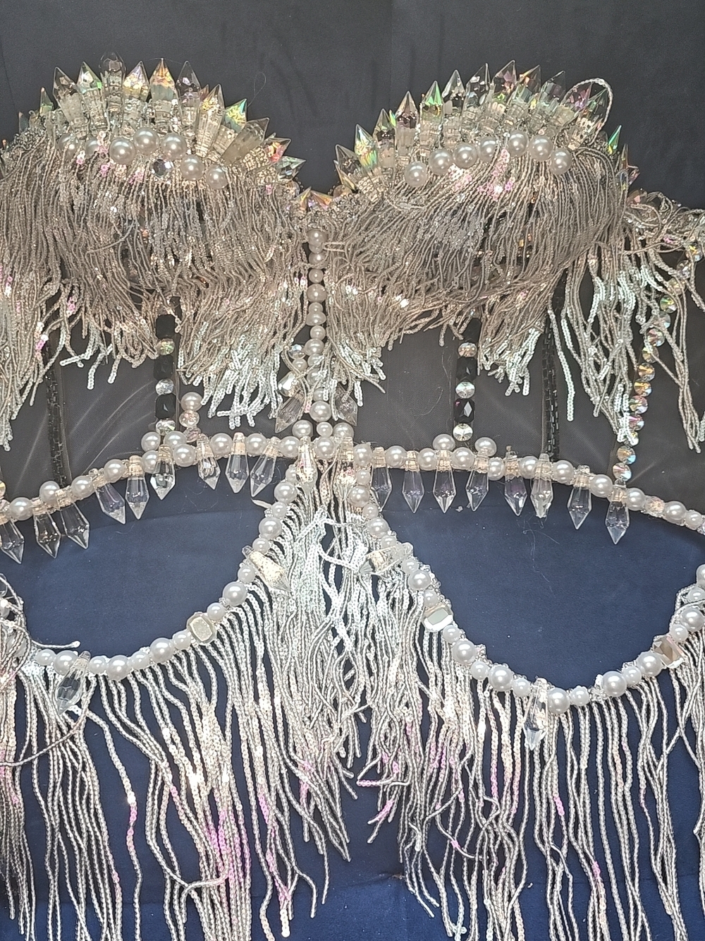 Iridescent Crystal & Pearl Fringe Corset